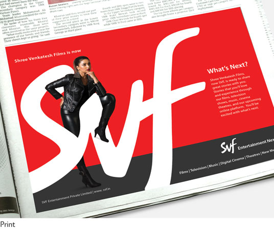 Newspaper ad for SVF Entertainment Rebranding Campaign